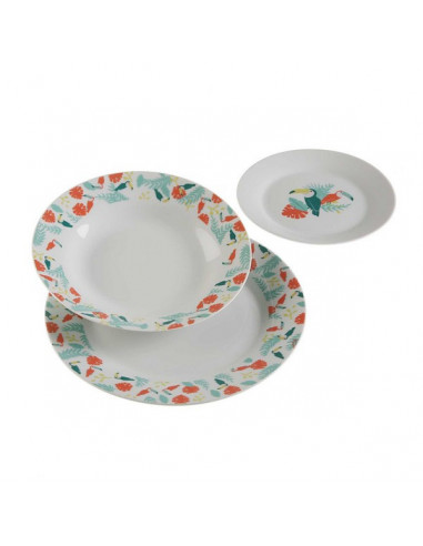 Vajilla Tropical (18 pcs) Porcelana