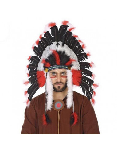 Indianer-Kopfschmuck Weiß Schwarz