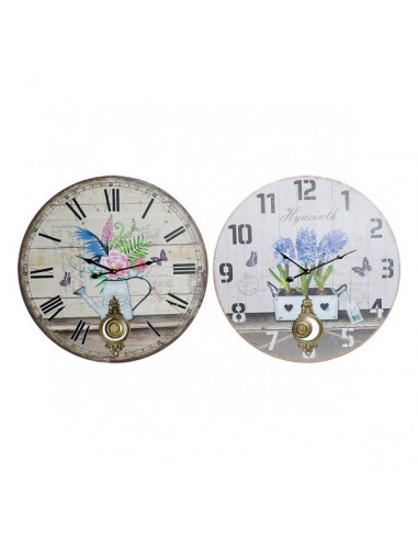 Reloj de Pared DKD Home Decor Flores...