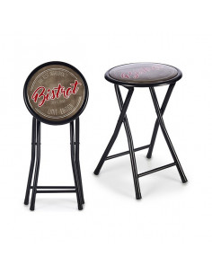 Taburete Plegable Negro PVC...