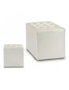 Puff Weiß Leder (35 x 35 x...