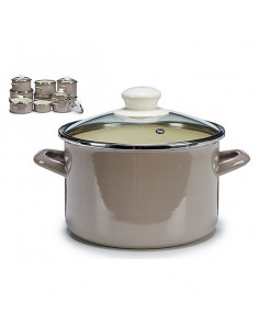 Topf mit Glasabdeckung Grau...