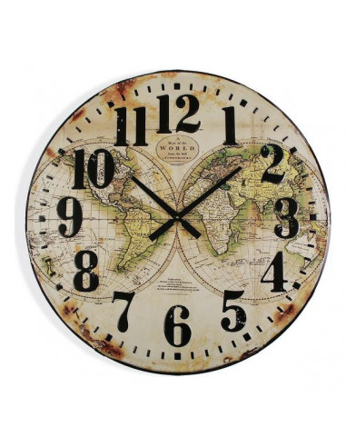 Wanduhr Map World Holz MDF (80 x 6 x...