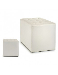 Puff Weiß Leder (45 x 45 x...