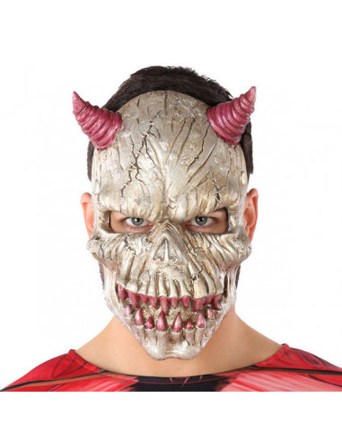 Maske Halloween Dämon Weiß (21 x 34 cm)