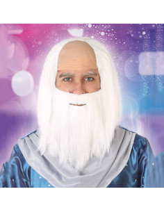 Perücke mit Bart Weiß