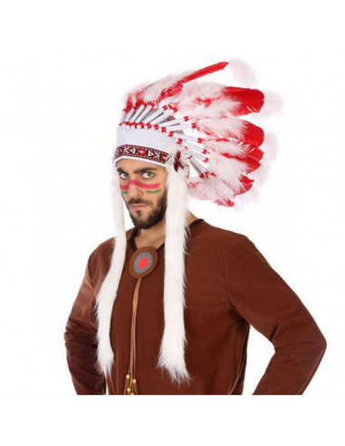 Indianer-Kopfschmuck Weiß Rot