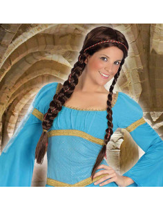 Peluca con Trenzas Castaño...