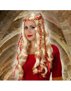 Peluca con Trenzas Rubio
