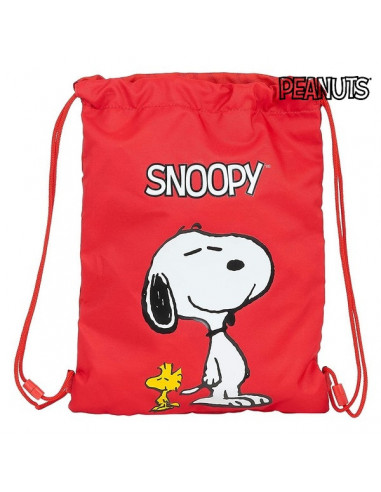 Rucksacktasche mit Bändern Snoopy Rot
