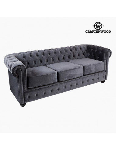 Chesterfield Sofa 3-Sitzer Samt Grau...