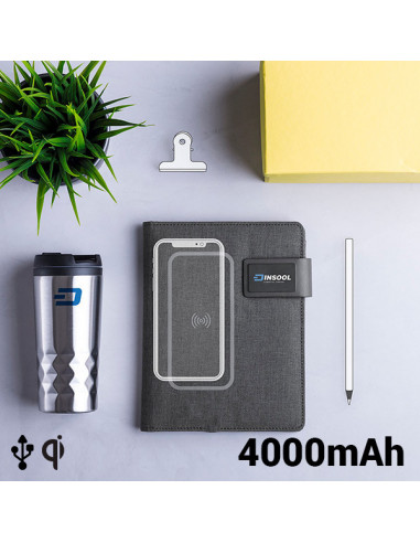 Notizblock mit Powerbank 4000 mAh 16...