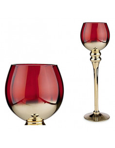 Portavelas Rojo Cristal Oro...