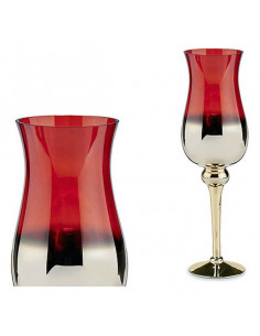 Portavelas Rojo Cristal Oro...