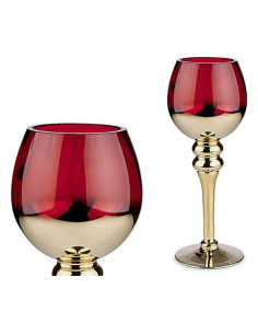Portavelas Rojo Cristal Oro...